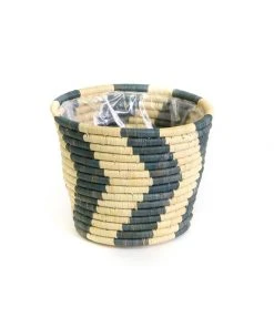 KAZI Home Goods Blue Gray Chevron Planter