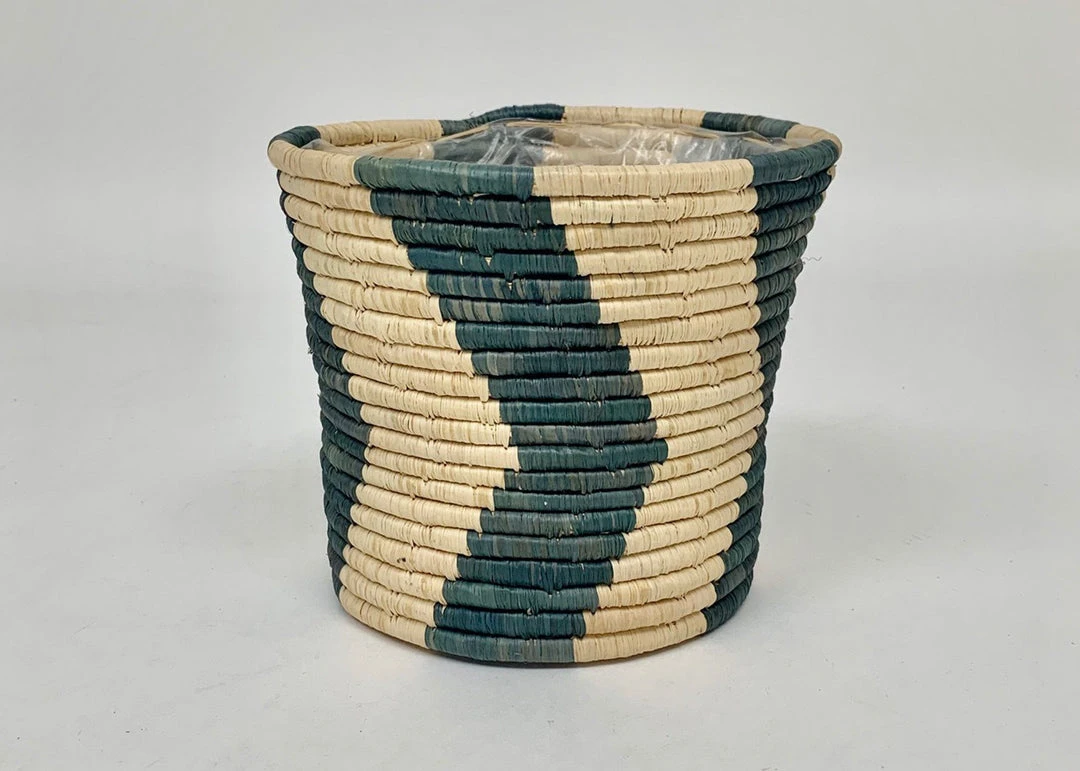 KAZI Home Goods Blue Gray Chevron Planter 4 KAZI Home Goods Blue Gray Chevron Planter