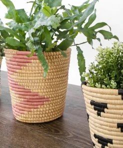 KAZI Home Goods Blue Gray Chevron Planter