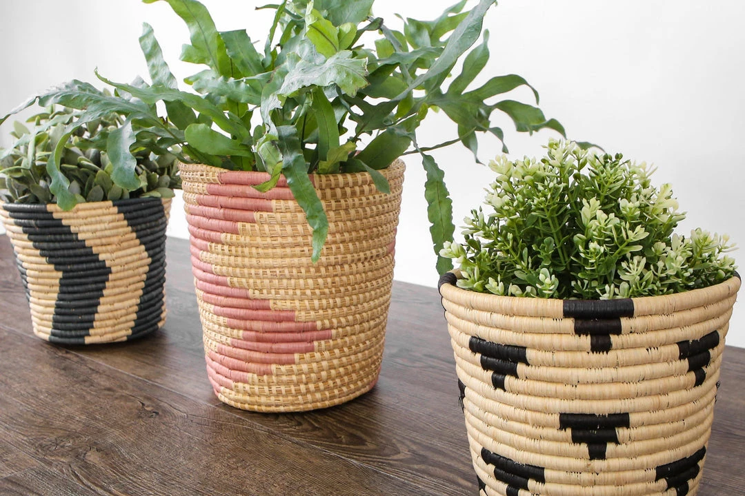 KAZI Home Goods Blue Gray Chevron Planter 2 KAZI Home Goods Blue Gray Chevron Planter