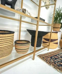 KAZI Large Striped Black Grass Planter