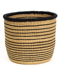 KAZI Large Striped Black Grass Planter