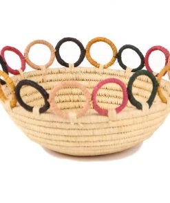 KAZI Home Goods Medium Mod Rainbow Hooped Raffia Catch All
