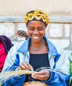 KAZI Home Goods Medium Mod Rainbow Hooped Raffia Catch All