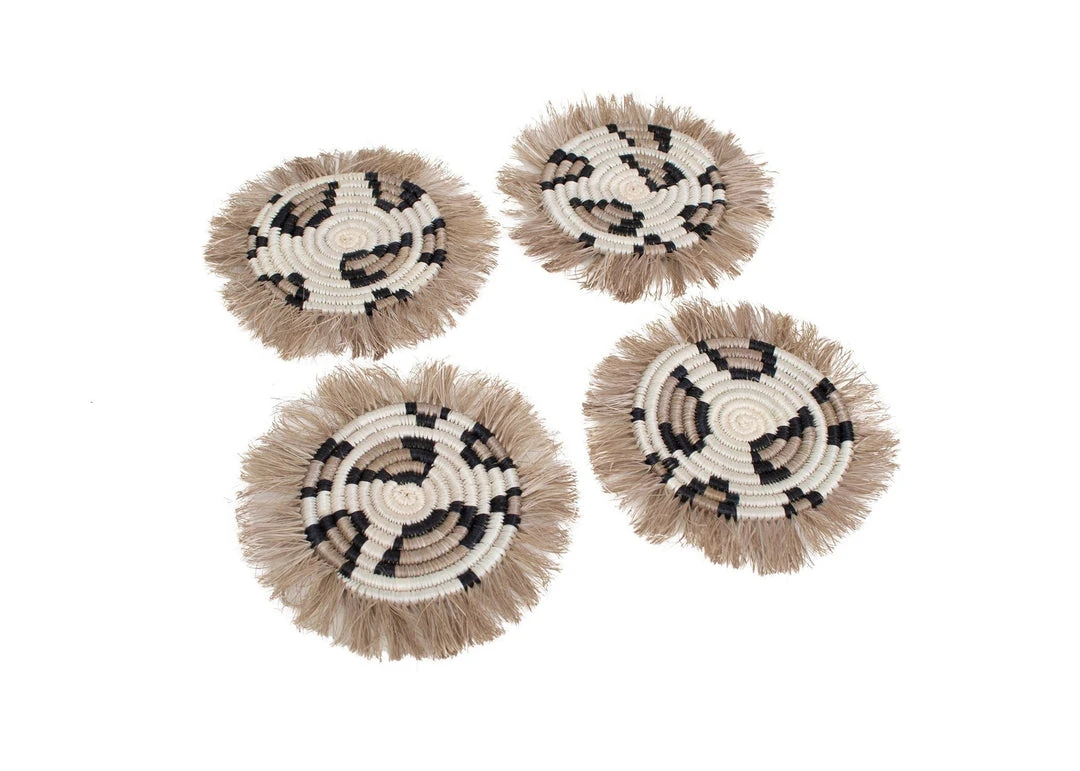 KAZI Kitchen + Dining Animal Print Fringed Coasters KAZI Kitchen + Dining Animal Print Fringed Coasters