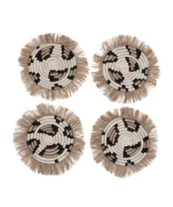 KAZI Kitchen + Dining Animal Print Fringed Coasters