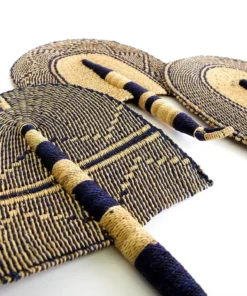 KAZI Home Goods Assorted Patterned Navy Ghanaian Fan 3 KAZI Home Goods Assorted Patterned Navy Ghanaian Fan