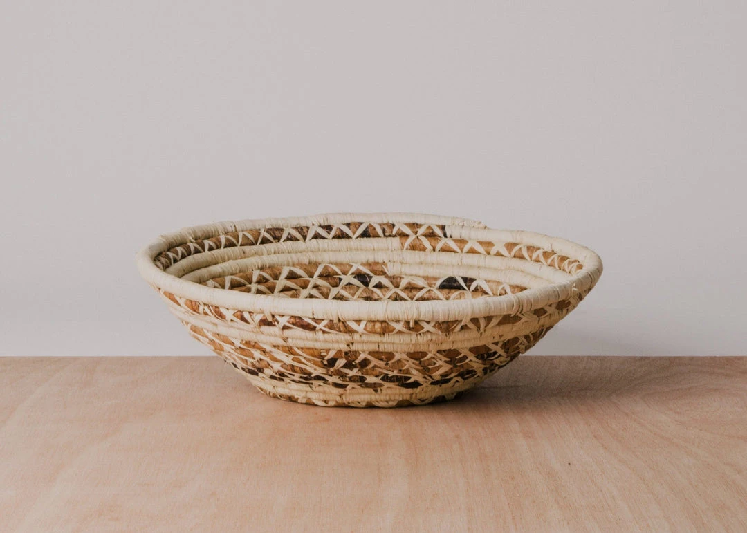 KAZI Banana Bark And Raffia Cross Stitch Large Wall Bowl Home Goods 2 KAZI Banana Bark And Raffia Cross Stitch Large Wall Bowl Home Goods