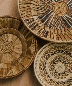 KAZI Banana Bark And Raffia Cross Stitch Large Wall Bowl Home Goods 5 KAZI Banana Bark And Raffia Cross Stitch Large Wall Bowl Home Goods