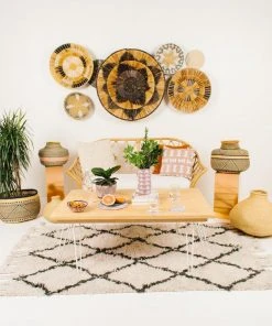 KAZI Home Goods Banana Bark And Raffia Jumbo Wall Bowl