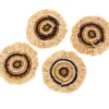 KAZI Banana Bark + Raffia Fringed Coasters Home Goods