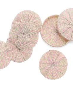 KAZI Beaded Soft Pink + Pearl Coasters