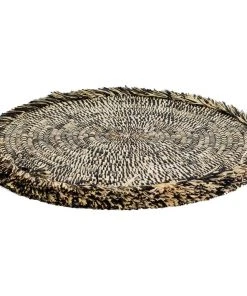 KAZI Home Goods Black Heathered Large Fringed Wall Charger