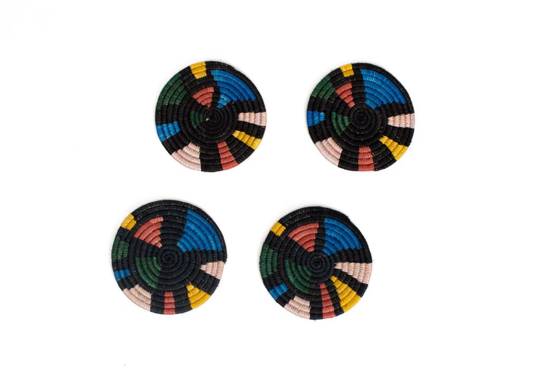KAZI Black + Neon Mosaic Coasters Home Goods KAZI Black + Neon Mosaic Coasters Home Goods