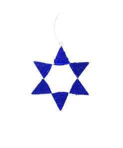 KAZI Medium Blue Beaded Star Ornament