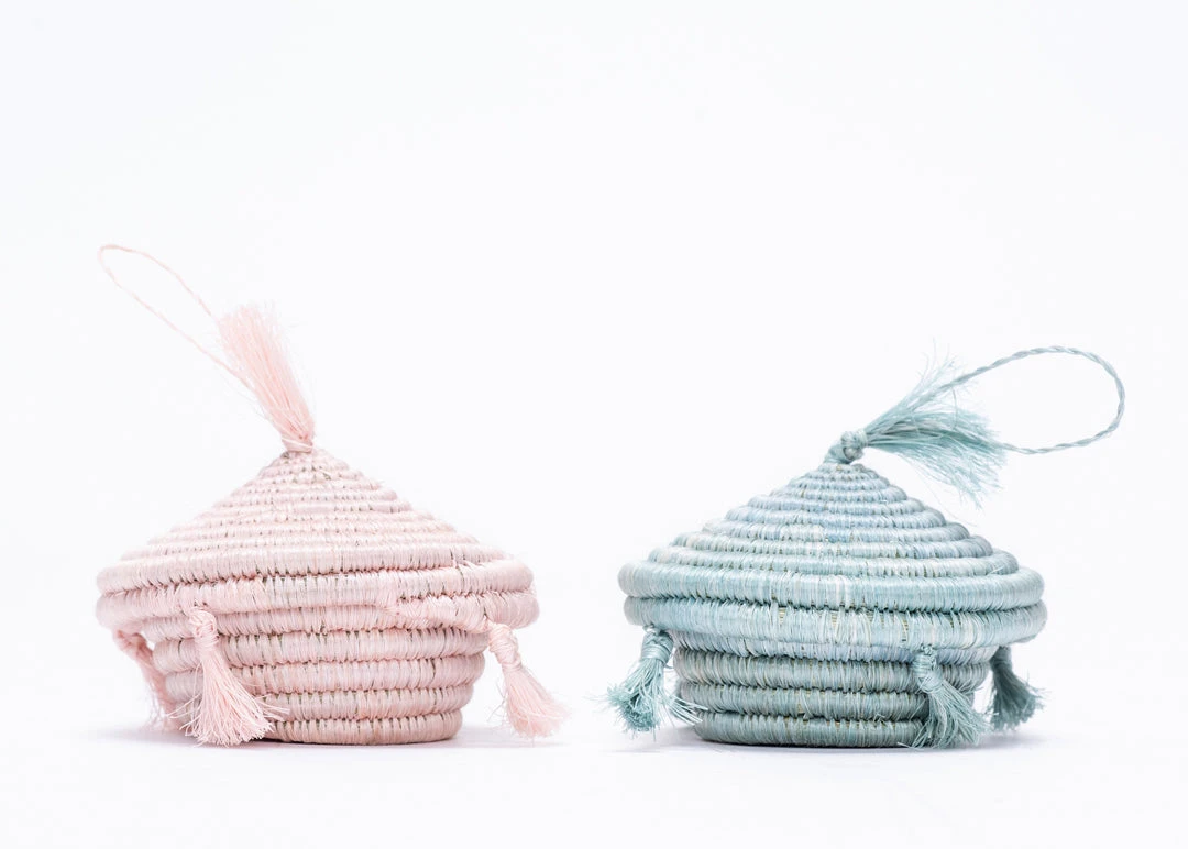 KAZI Blush Tasseled Box Ornament Fair Trade 3 KAZI Blush Tasseled Box Ornament Fair Trade