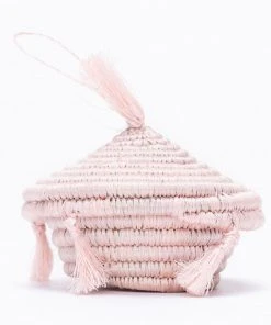 KAZI Blush Tasseled Box Ornament Fair Trade