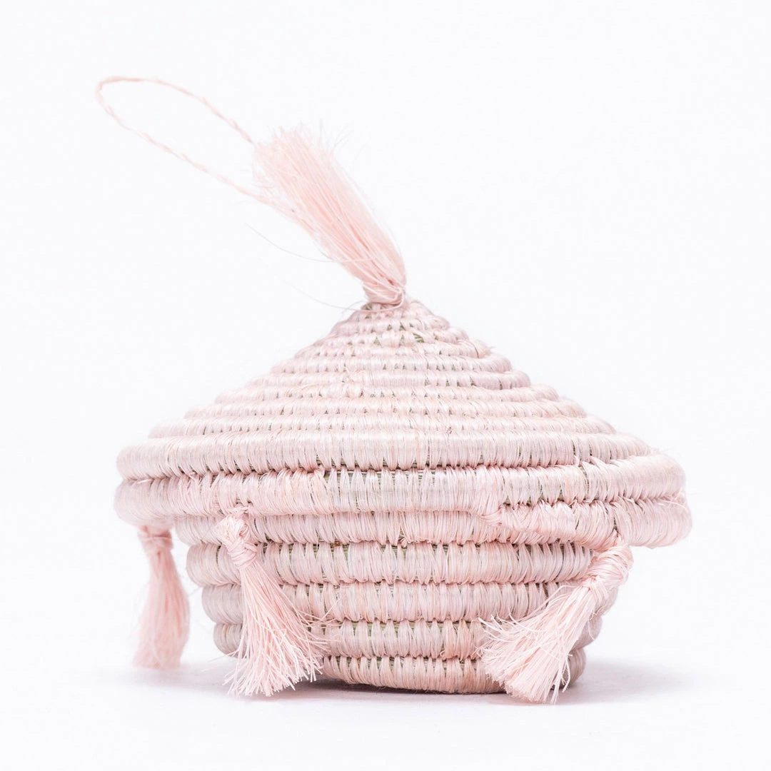 KAZI Blush Tasseled Box Ornament Fair Trade 1 KAZI Blush Tasseled Box Ornament Fair Trade