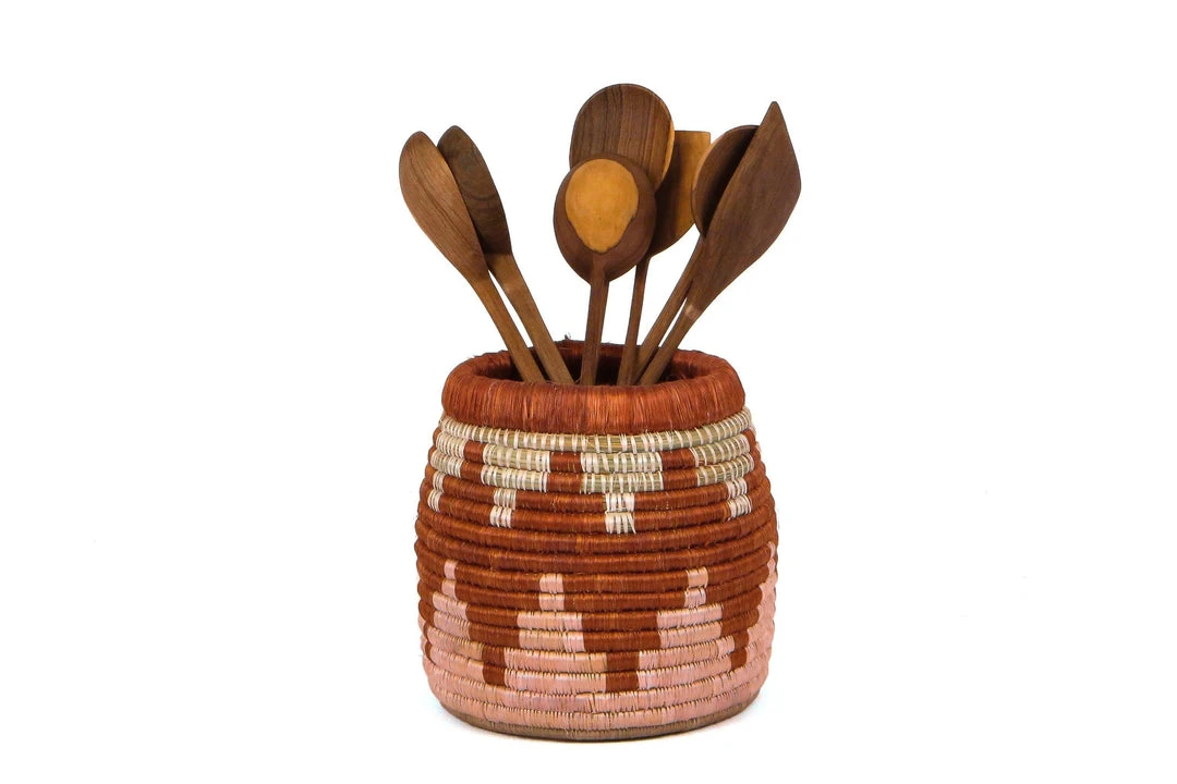 KAZI Home Goods Clay + Dusty Peach Kitchen Utensil Holder 2 KAZI Home Goods Clay + Dusty Peach Kitchen Utensil Holder