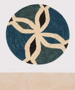KAZI Cool Color Blocked Extra Large Raffia Wall Plate