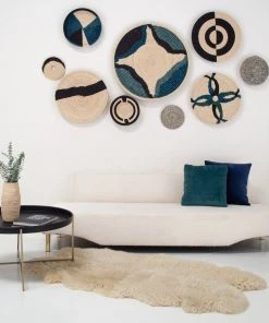 KAZI Cool Color Blocked Jumbo Raffia Wall Plate Home Goods