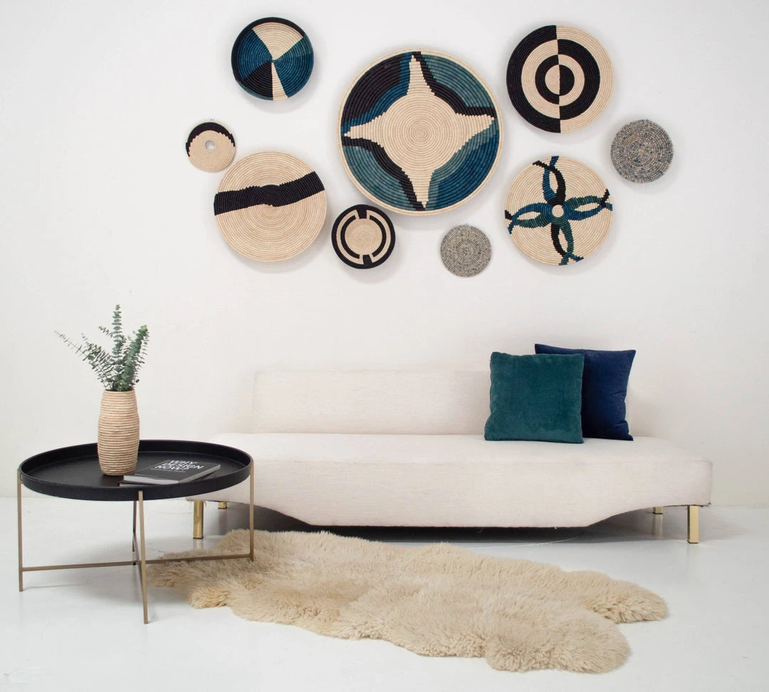 KAZI Cool Color Blocked Jumbo Raffia Wall Plate Home Goods 2 KAZI Cool Color Blocked Jumbo Raffia Wall Plate Home Goods