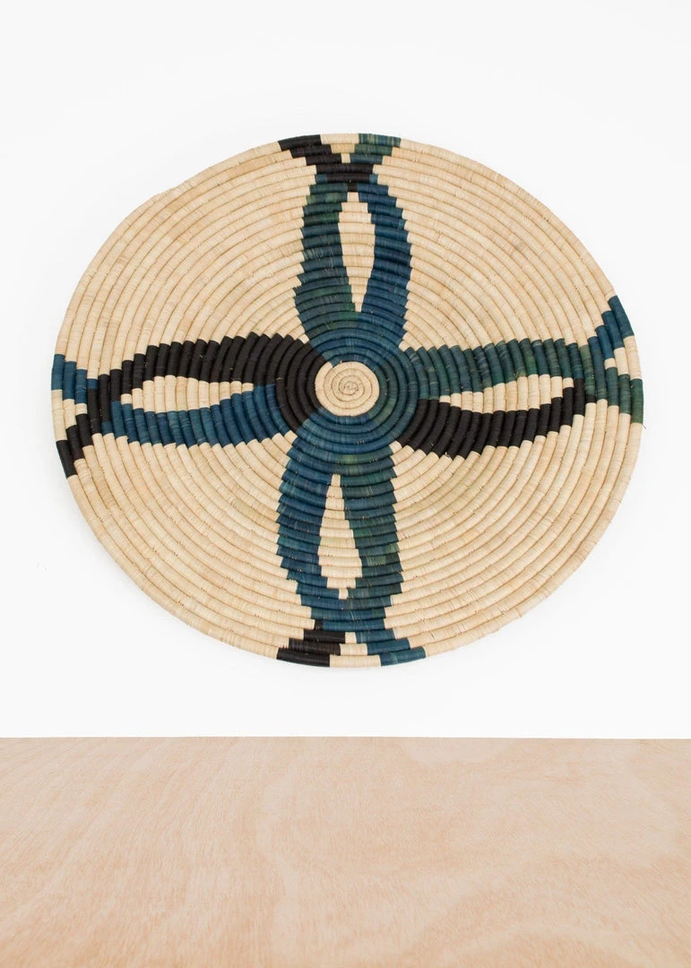 KAZI Home Goods Cool Color Blocked Large Raffia Wall Plate 1 KAZI Home Goods Cool Color Blocked Large Raffia Wall Plate