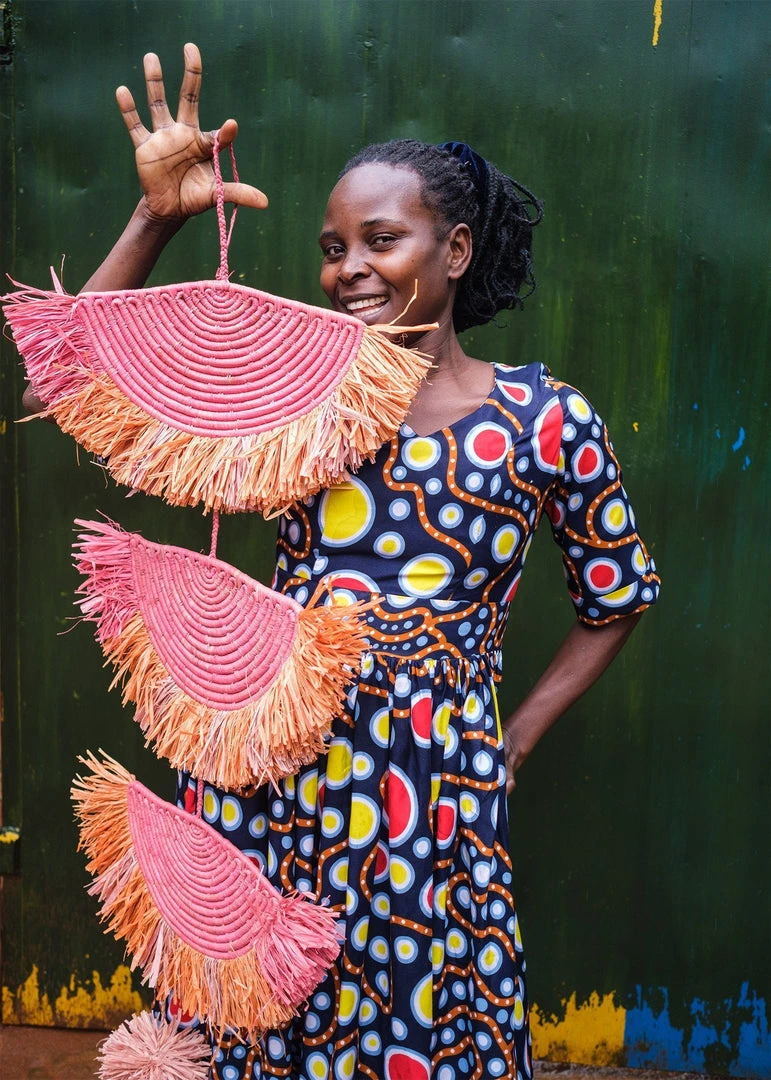 KAZI Home Goods Coral Sunset Raffia Parade Mobile 6 KAZI Home Goods Coral Sunset Raffia Parade Mobile