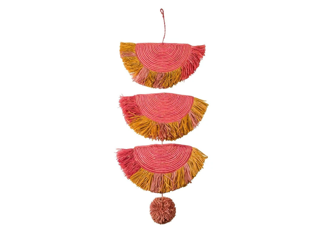 KAZI Home Goods Coral Sunset Raffia Parade Mobile 1 KAZI Home Goods Coral Sunset Raffia Parade Mobile