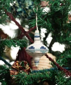 KAZI Fair Trade Diamond Shaped Blue Metallic Ornament