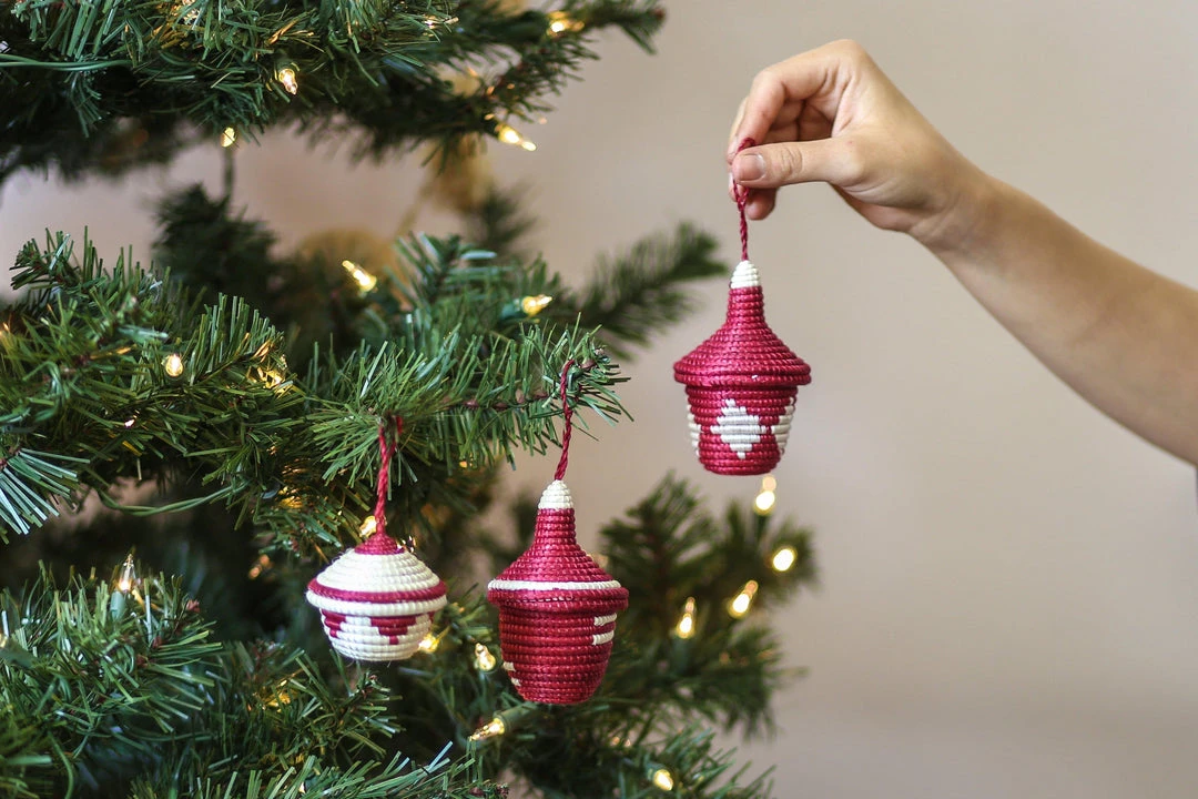 KAZI Fair Trade Fiery Red Ikonji Ornament Set 3 KAZI Fair Trade Fiery Red Ikonji Ornament Set