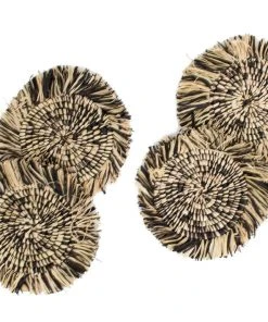 KAZI Fringed Black Coaster Set
