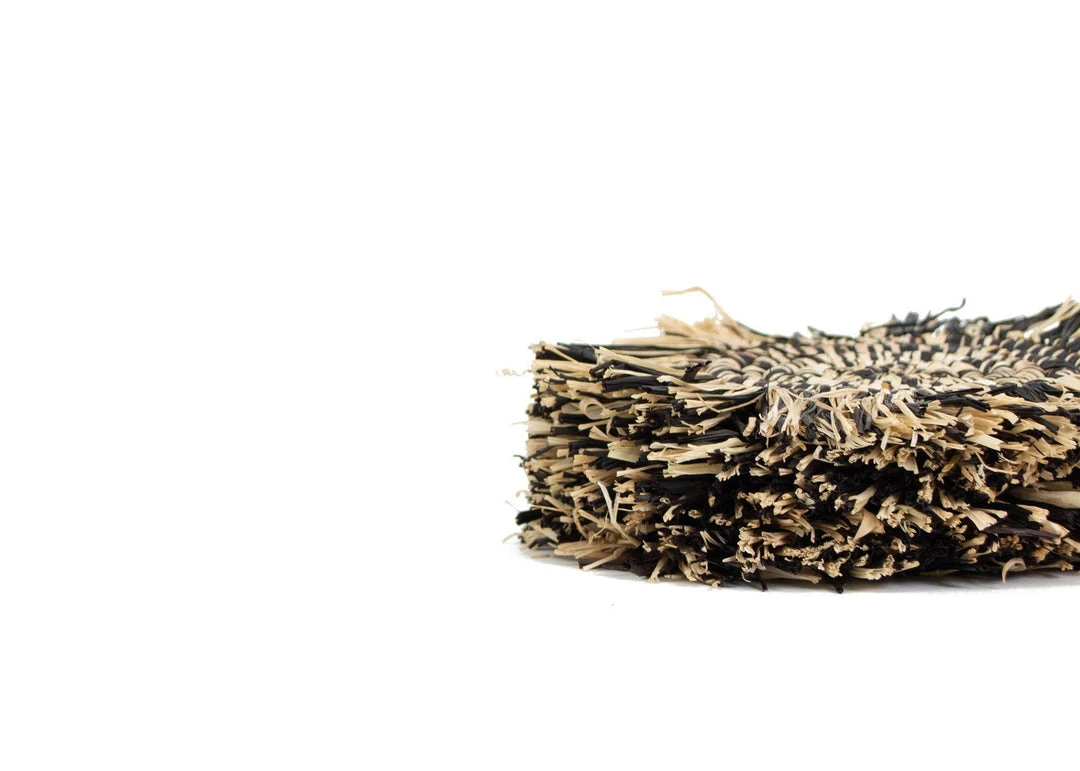 KAZI Fringed Black Coaster Set 4 KAZI Fringed Black Coaster Set