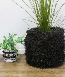 KAZI Fringed Black Stool Furniture