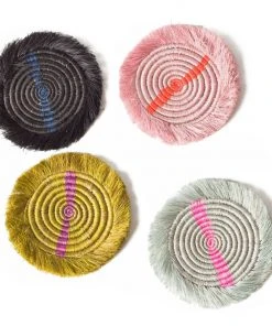 KAZI Fringed Multicolor Neon Coaster Set