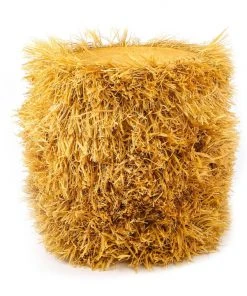 KAZI Fringed Mustard Stool With Frame