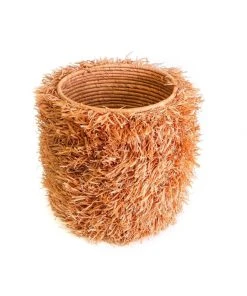 KAZI Fringed Peach Stool With Frame