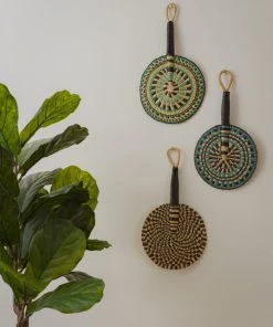 KAZI Gray Green Round Hand Fan