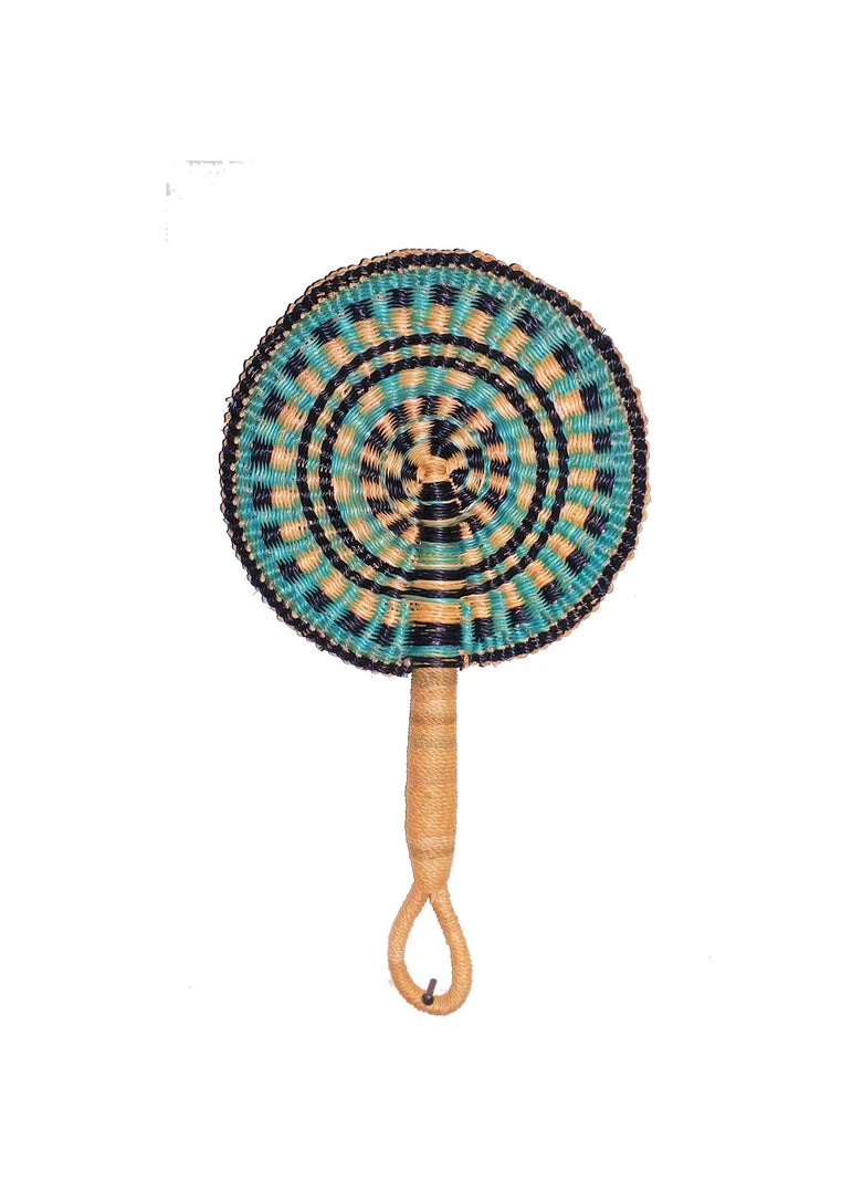 KAZI Gray Green Round Hand Fan 1 KAZI Gray Green Round Hand Fan