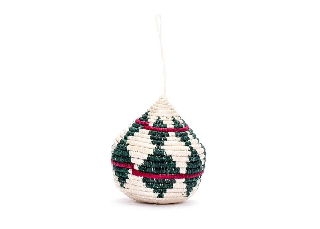 KAZI Fair Trade Green + Red Bulb Ornament 1 KAZI Fair Trade Green + Red Bulb Ornament
