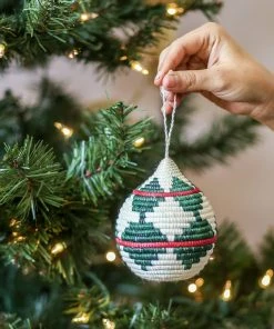 KAZI Fair Trade Green + Red Bulb Ornament