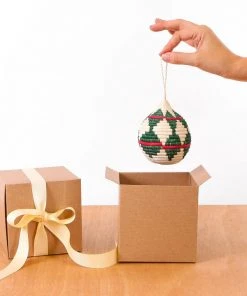 KAZI Fair Trade Green + Red Bulb Ornament 6 KAZI Fair Trade Green + Red Bulb Ornament