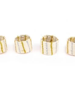 KAZI Metallic Gold + Silver Napkin Ring Set