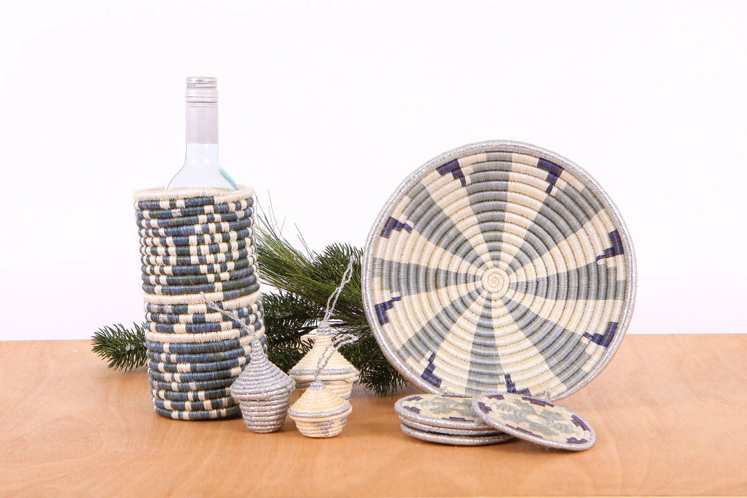 KAZI Metallic Gray Hope Oversized Coaster Set 3 KAZI Metallic Gray Hope Oversized Coaster Set