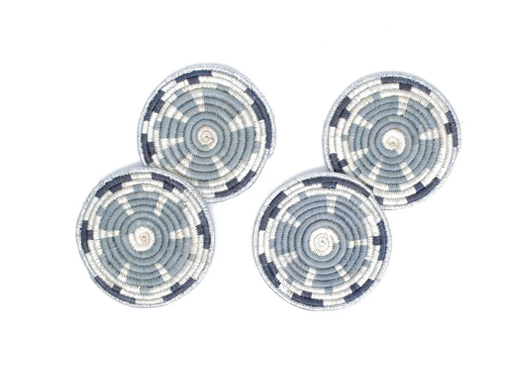 KAZI Metallic Gray Hope Oversized Coaster Set 1 KAZI Metallic Gray Hope Oversized Coaster Set