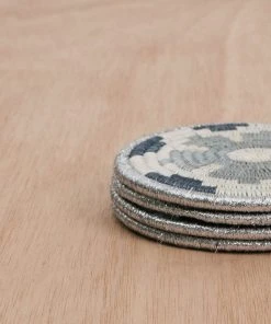 KAZI Metallic Gray Hope Oversized Coaster Set
