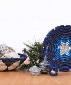 KAZI Metallic Silver + Blue Night Ornament Set Fair Trade 6 KAZI Metallic Silver + Blue Night Ornament Set Fair Trade