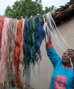 KAZI Mist + Teal Fringed Disc Ornament