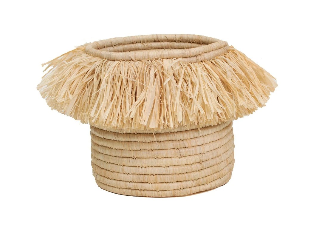 KAZI Home Goods Natural Fringed Large Catch All 1 KAZI Home Goods Natural Fringed Large Catch All