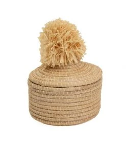 KAZI Home Goods Natural Penelope Pom Pom Box